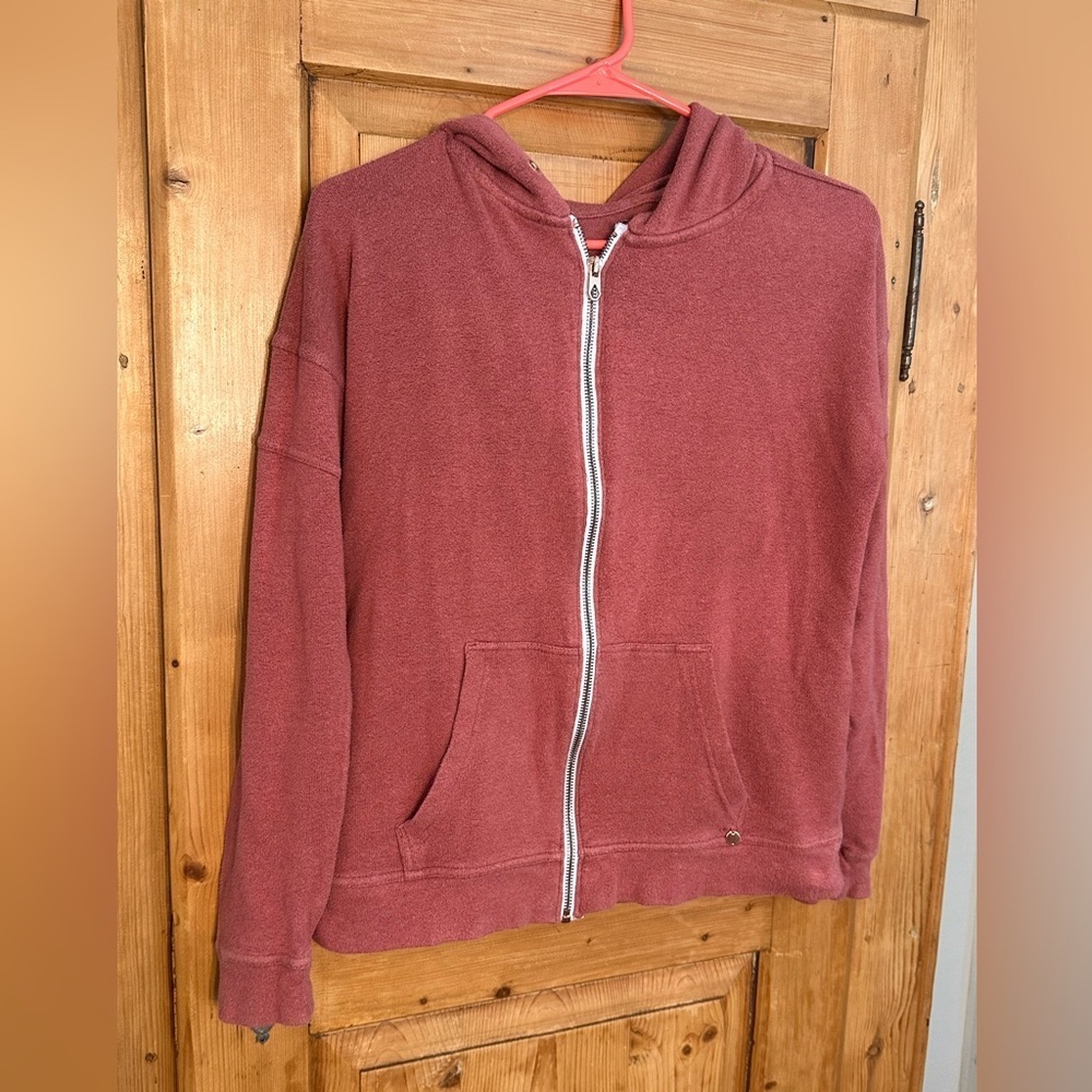 Volcom Mauve Pink Zip Up Hoodie Sz XS Super Soft Yoga Athleisure